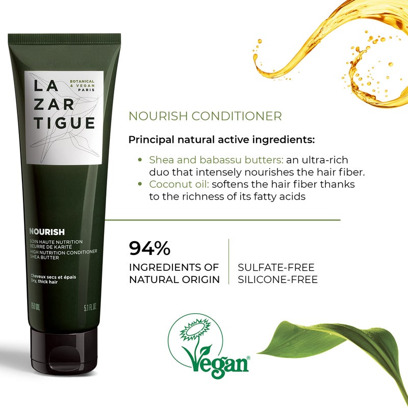 Lazartigue Nourish Conditioner, Enriched with Shea Butter, Intensely Nourishes & Softens Dry Hair, Easier to Detangle, Lastingly Disciplined, Shiny, Vegan 5.1 fl Oz - Image 4