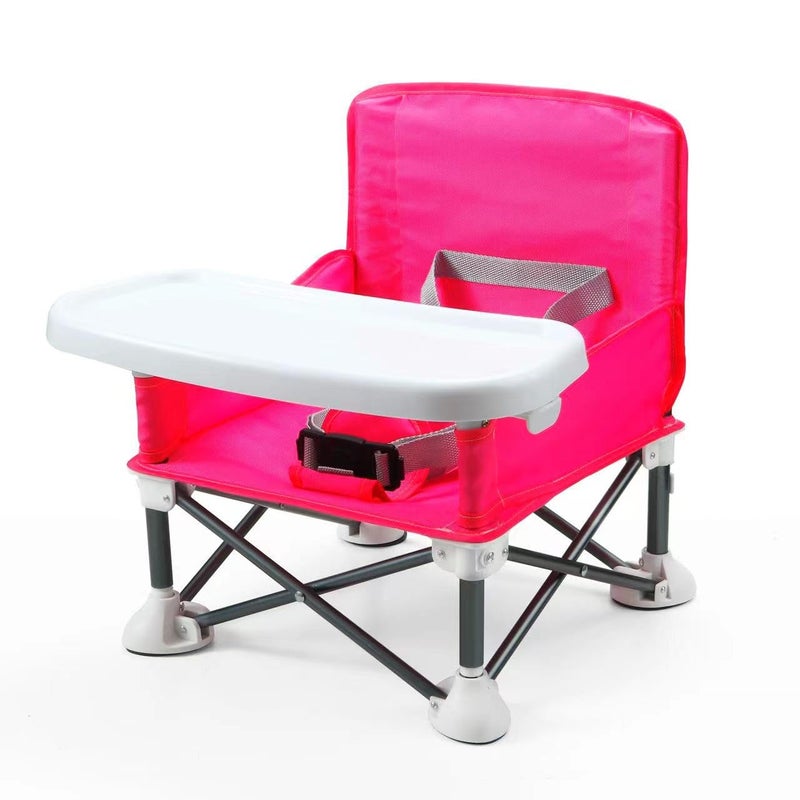 PandaEar Portable Travel Booster Seat with Tray| Folding Baby Seat Booster High Chair for Dining Table| Compact Camping Chair for Lawn, Beach Indoor/Outdoor Use| Toddlers, Kids (Pink) - Image 1