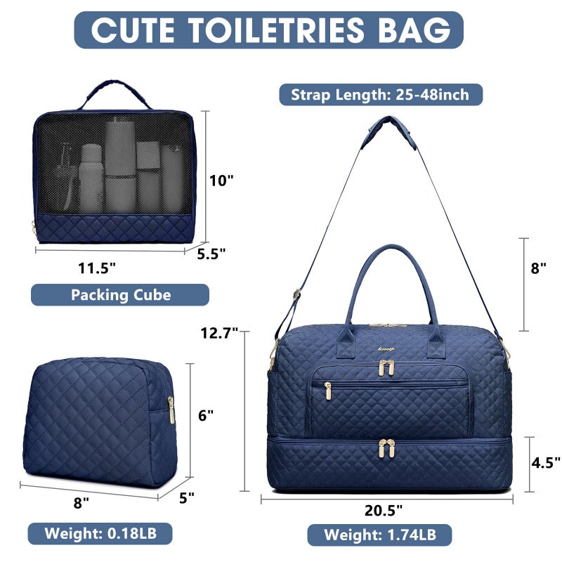 LUOCIP Large Women's Travel Duffel, Weekender with Shoe Compartment, Carry On Overnight Bag, Gym Duffel with Wet Pocket, Hospital Bags for Labor and Delivery - 3 PCS Set - Image 2