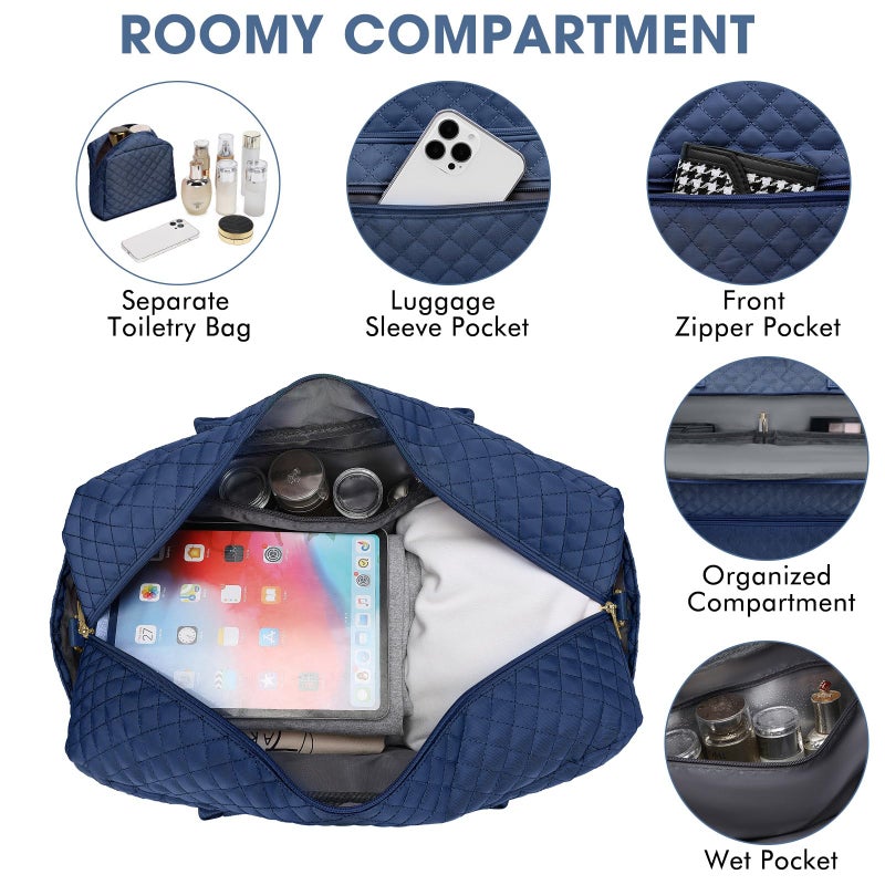 LUOCIP Large Women's Travel Duffel, Weekender with Shoe Compartment, Carry On Overnight Bag, Gym Duffel with Wet Pocket, Hospital Bags for Labor and Delivery - 3 PCS Set - Image 4