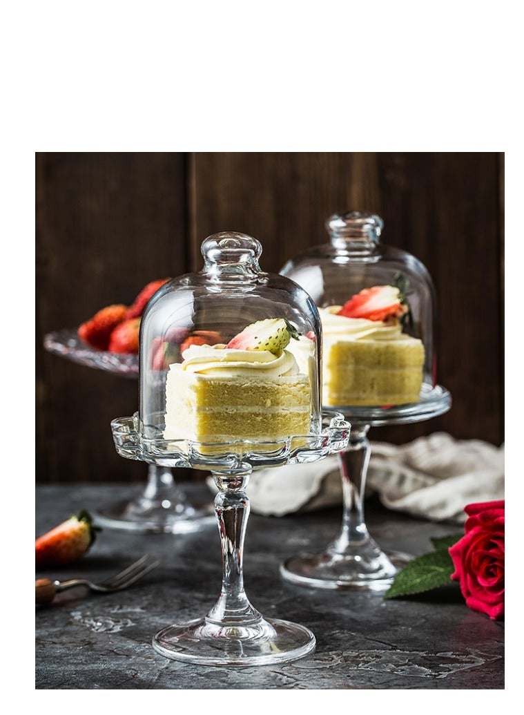 Y&D 2 PCS Mini Cake Domes Cookie Display Cake Holder Cake Stand Decorative Candlestick  Cake Plate Dome Cover Fruit Glass Cover Shield for Birthday Wedding - Image 1