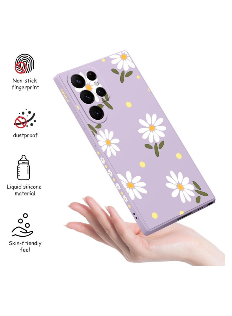 اليشمك لحاف هاتف Samsung Galaxy S22 Ultra ، غطاء S22 Ultra للهاتف بتصميمات أزهار أنيقة من السيليكون الناعم لحماية الهبوط والبصمات للنساء لـ Samsung S22 Ultra Case - بتصميم أزهار بنفسجي - Image 4