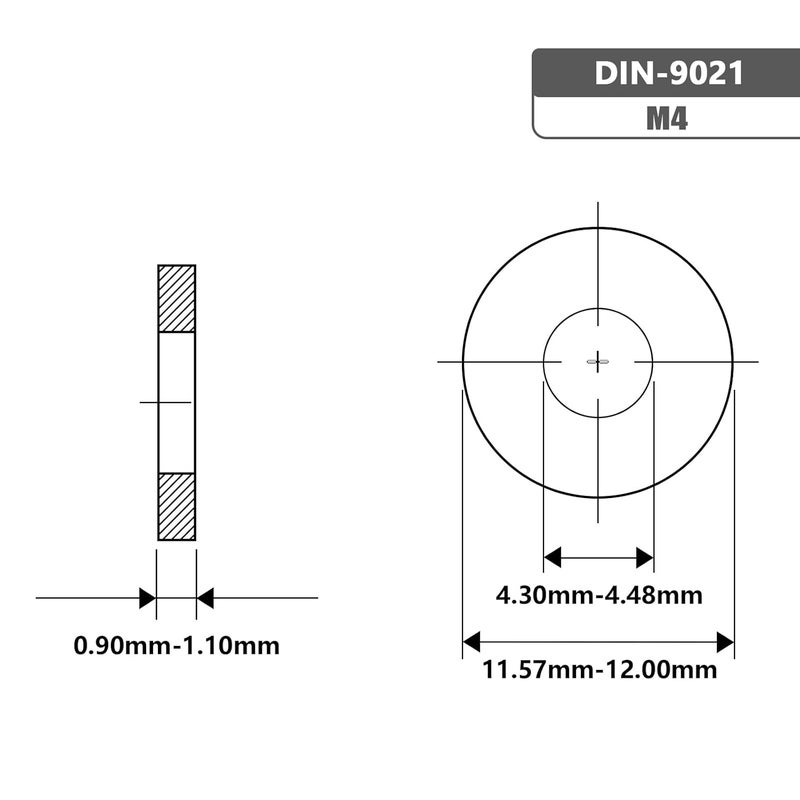 Instockbolts غسالة فندر M4 × 12 مم OD، 18-8 (304) من الفولاذ المقاوم للصدأ، 4 مم ID × 12 مم OD، 200 قطعة - Image 4