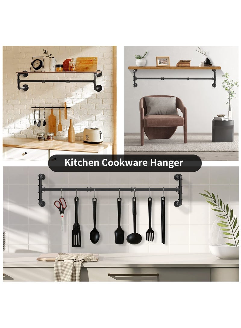 XiuWoo Industrial Pipe Clothes Rack , 47.24’'L Wall Mounted Garment Rack, Heavy Duty Iron Garment Bar, Clothes Hanging Rod Bar for Laundry Room, Black - Image 5