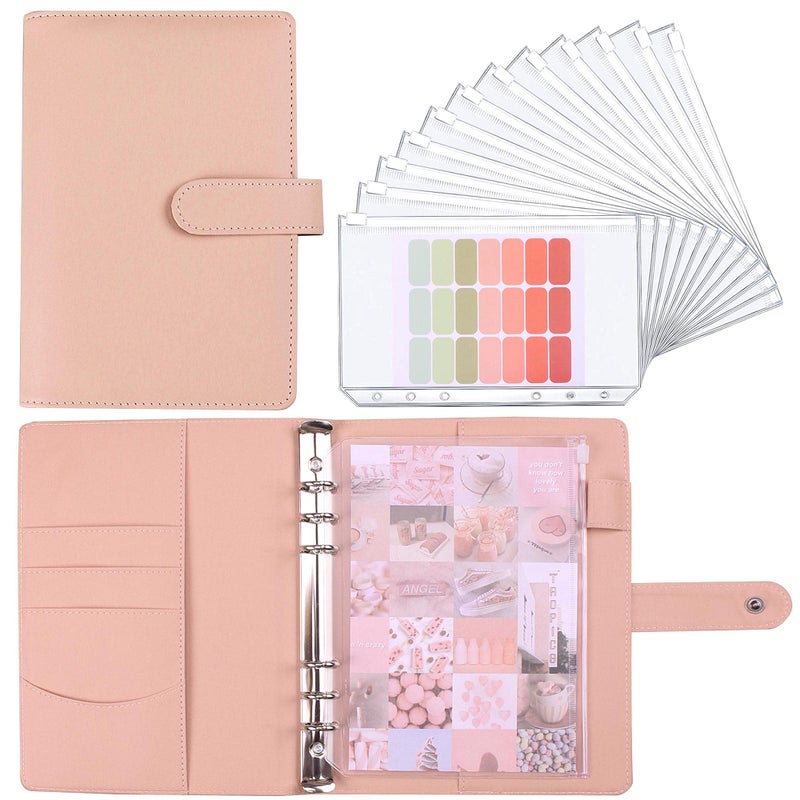 LXWHYP Money Saving Binder Savings Challenges Book with for Cash Envelopes 12pcs Zipper Envelopes A5 Budget Binder Budget Planner for Managing Budgets and Saving Money Pink92IN - Image 2