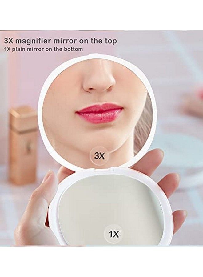 ACHORO Makeup Mirror Multifunctional Suitable For Wallet Pouch 3X Magnifying With Light Premium Quality Led Dimmable Compact & Rechargeable Portable Travel Lighted Beauty Makeup Mirror - Image 5