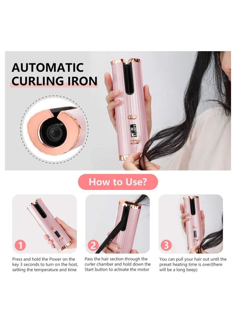 Gonice - Automatic Cordless Hair Curler Auto Wireless Curling Iron Professional LCD Display USB Rechargeable Fast Heating with Adjustable Temperature & Timer Tangle-Free Hair Curling Wand for Travel Home Use - Image 1