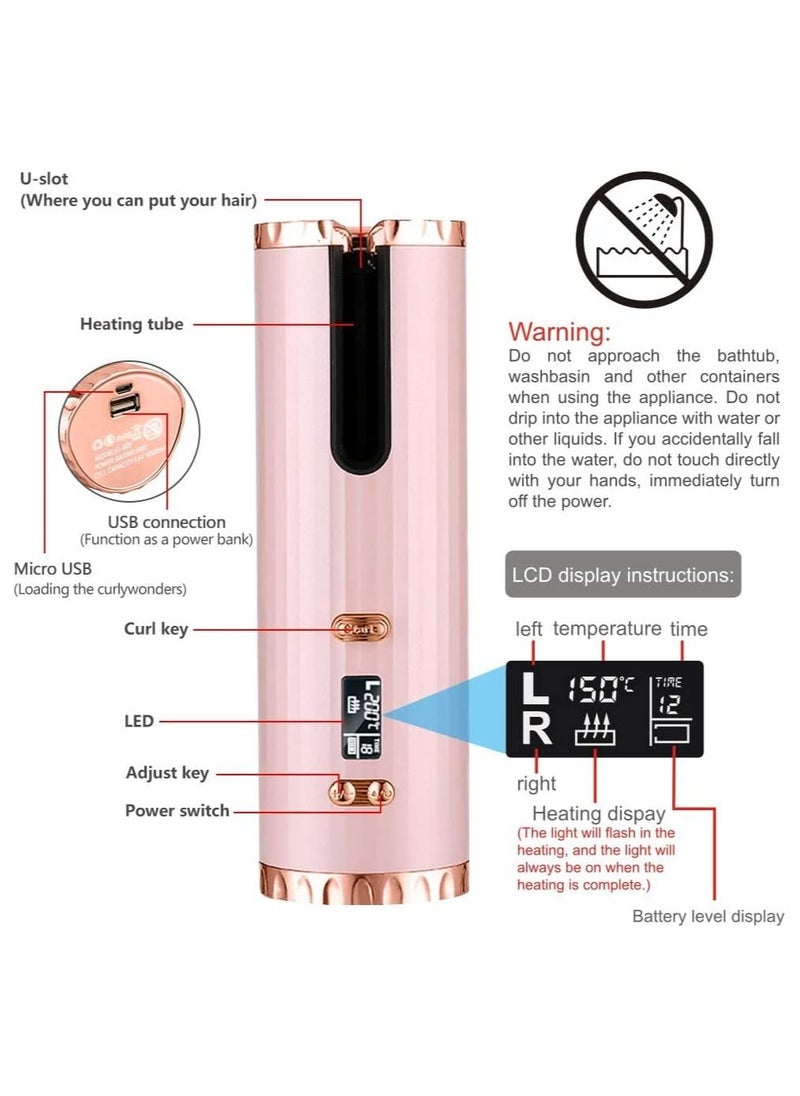 Gonice - Automatic Cordless Hair Curler Auto Wireless Curling Iron Professional LCD Display USB Rechargeable Fast Heating with Adjustable Temperature & Timer Tangle-Free Hair Curling Wand for Travel Home Use - Image 1
