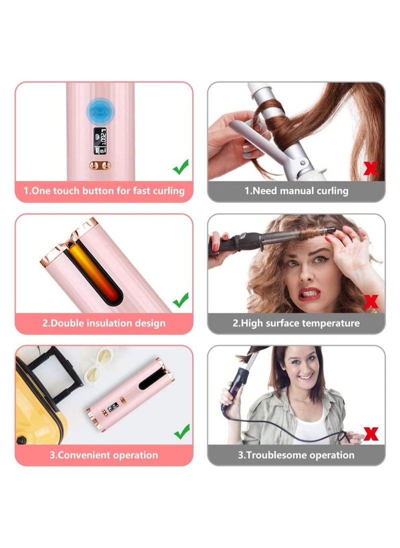 Gonice - Automatic Cordless Hair Curler Auto Wireless Curling Iron Professional LCD Display USB Rechargeable Fast Heating with Adjustable Temperature & Timer Tangle-Free Hair Curling Wand for Travel Home Use - Image 1