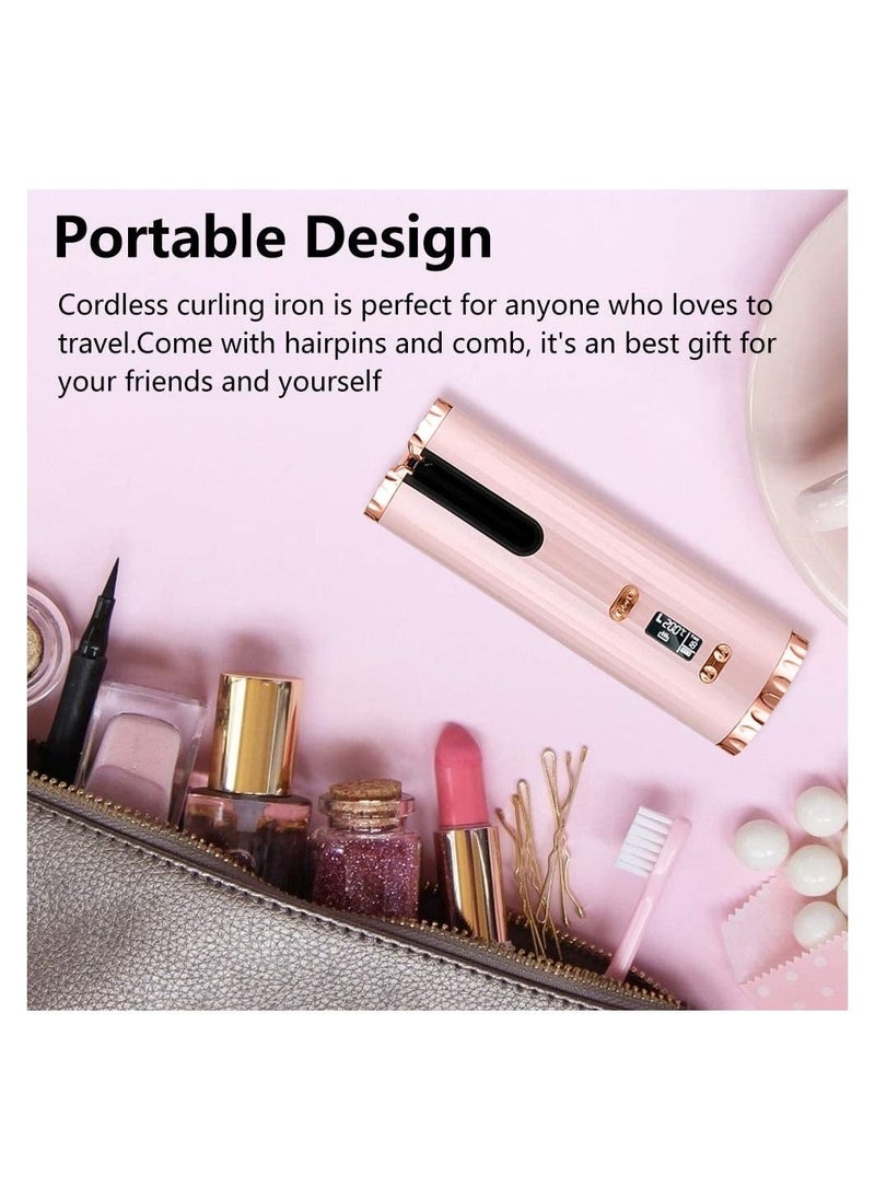 Gonice - Automatic Cordless Hair Curler Auto Wireless Curling Iron Professional LCD Display USB Rechargeable Fast Heating with Adjustable Temperature & Timer Tangle-Free Hair Curling Wand for Travel Home Use - Image 1