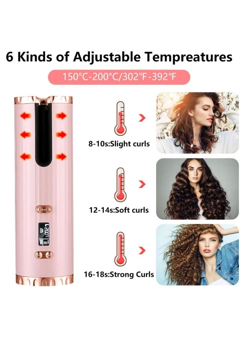 Gonice - Automatic Cordless Hair Curler Auto Wireless Curling Iron Professional LCD Display USB Rechargeable Fast Heating with Adjustable Temperature & Timer Tangle-Free Hair Curling Wand for Travel Home Use - Image 1