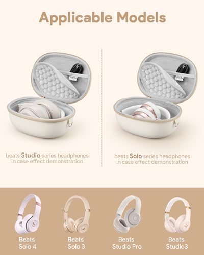 SQERO Case for Beats Studio ProSolo 4Solo 3Studio3 OnEar Headphones Portable Travel Hard Shell Storage Bag Beige - Image 3