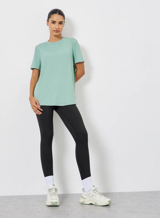 Styli Active Back Mesh and Seam Detail Top