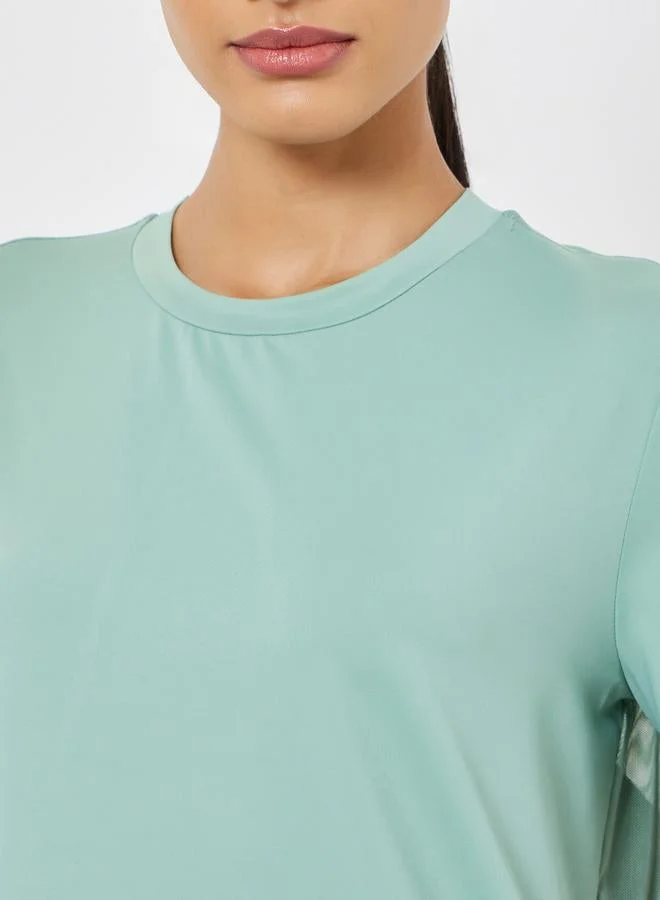 Styli Active  Back Mesh And Seam Detail Top for Women | Best Price UAE