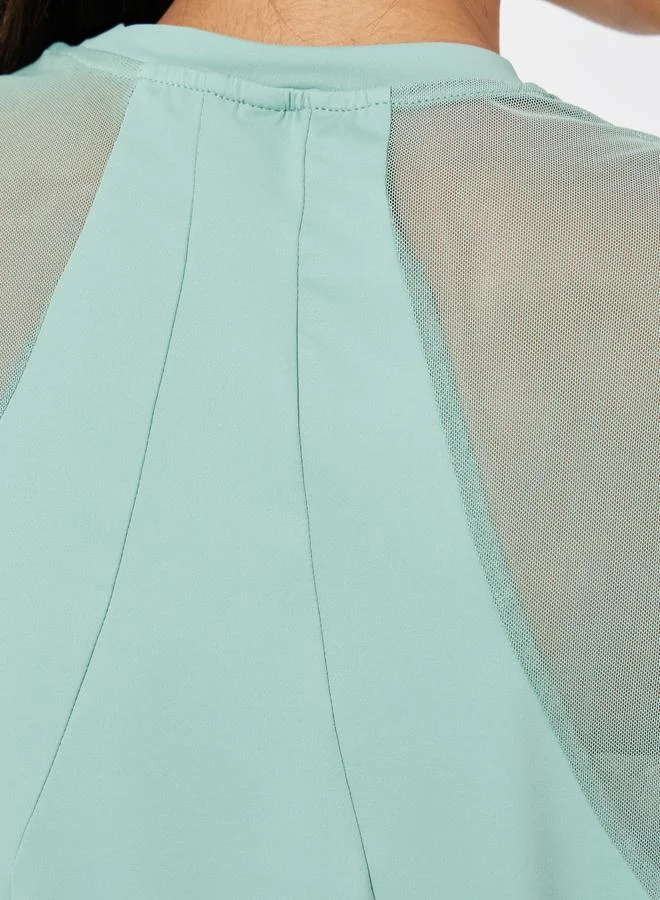 Styli Active  Back Mesh And Seam Detail Top for Women | Best Price UAE