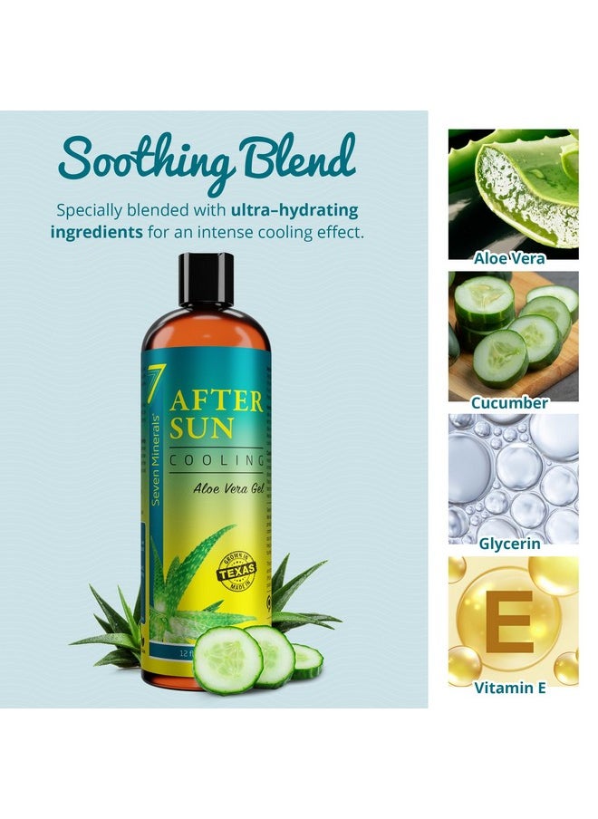 Seven Minerals NEW Cooling After Sun Gel with Aloe Vera - For Skin & Face with Instant Sunburn Relief. Unlike Regular Aftersun Lotion, Ours Is Made From Freshly Cut Texas Aloe. With Cucumber & Vitamin E (12 Fl Oz)  - Image 4