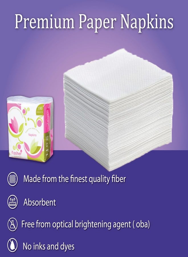 Kosher Tissue Paper Napkins/Table Napkins | 22 x 22 cm | 100 Pieces | Pack of 6 (600 Napkins) - Image 3