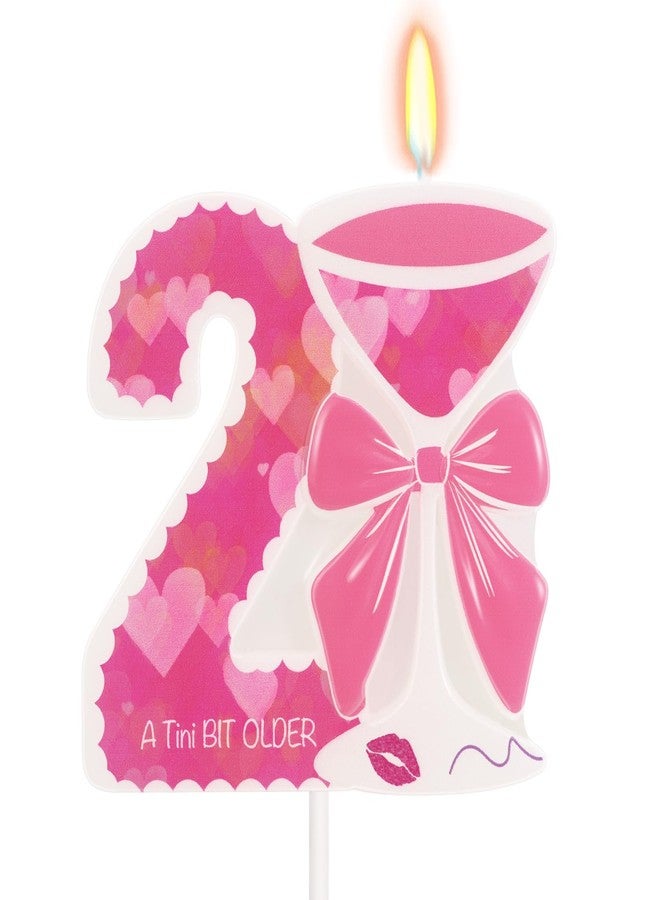 ElekFX Pink 21st Birthday Decorations for Her - Heart Print Number 21 Candle, Valentines Day Decor for 21 Valentine Anniversaries Birthday Celebrations - Image 1