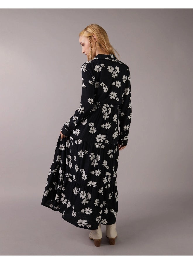 American Eagle - AE Long-Sleeve Midi Shirt Dress - Image 1