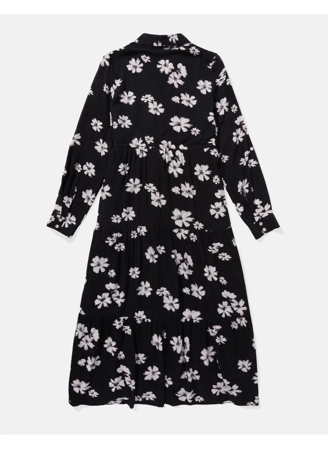 امريكان ايجل AE Long-Sleeve Midi Shirt Dress