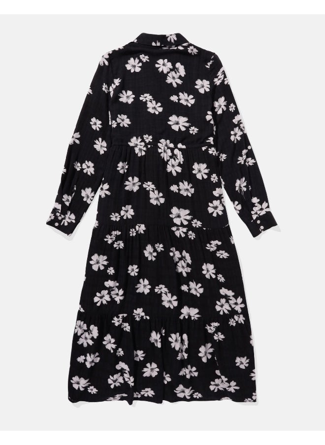 American Eagle - AE Long-Sleeve Midi Shirt Dress - Image 1