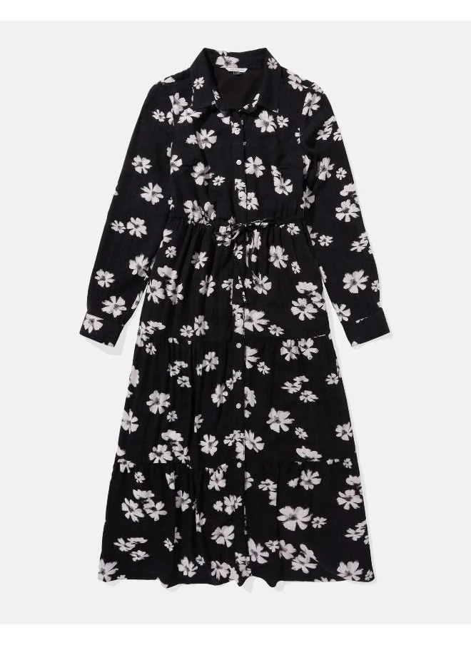 امريكان ايجل AE Long-Sleeve Midi Shirt Dress