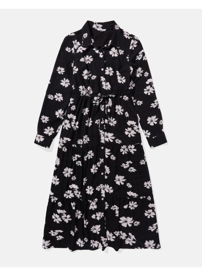 American Eagle - AE Long-Sleeve Midi Shirt Dress - Image 1