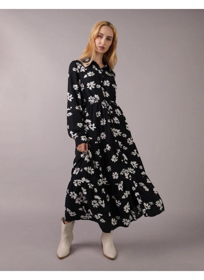 American Eagle - AE Long-Sleeve Midi Shirt Dress - Image 1