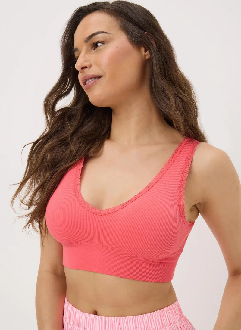 Matalan 2 Pack Coral Ribbed Seamless Bralettes
