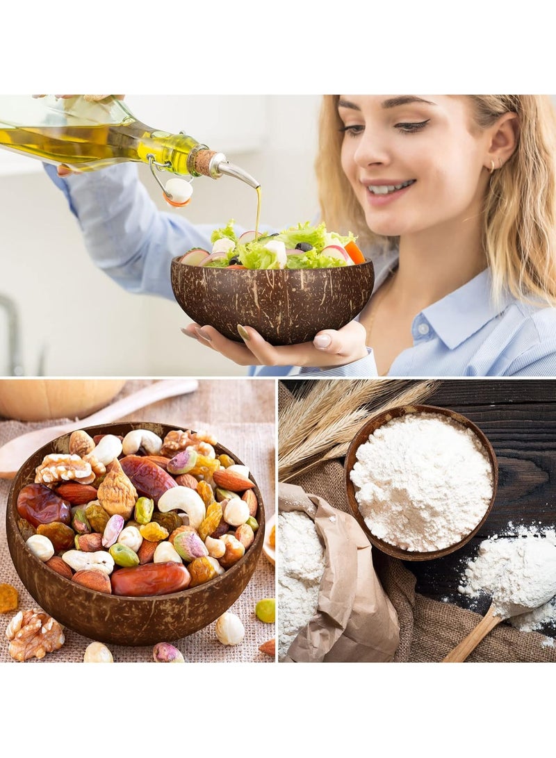 Natural Coconut Bowls Set of 6, 450 ml/15 Oz Polished Wooden Smoothie Bowl Acai Salad Bowl Buddha Bowls for Vegan - Image 3