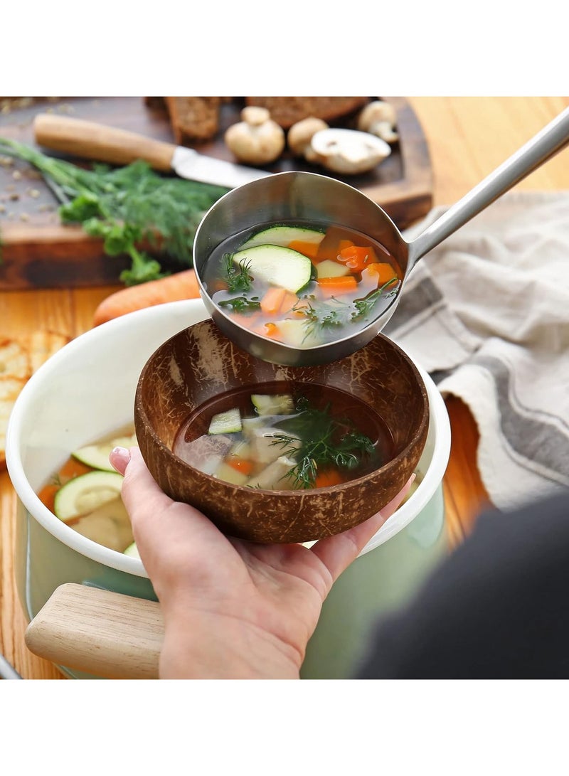 Natural Coconut Bowls Set of 6, 450 ml/15 Oz Polished Wooden Smoothie Bowl Acai Salad Bowl Buddha Bowls for Vegan - Image 4