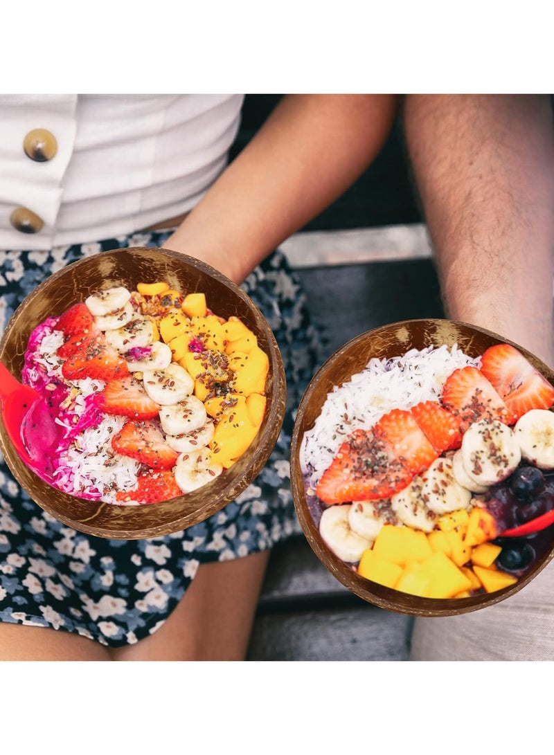 Natural Coconut Bowls Set of 6, 450 ml/15 Oz Polished Wooden Smoothie Bowl Acai Salad Bowl Buddha Bowls for Vegan - Image 5