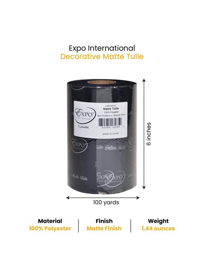 Expo International Decorative Matte Tulle Roll/Spool Of 6” X 100 Yards Lightweight Polyester Tulle Fabric For Tutus Costumes And Party Decorations Washable Easy To Use Black  - Image 2