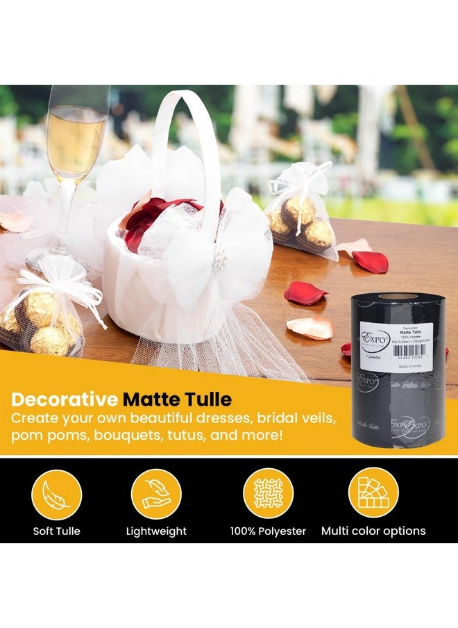 Expo International Decorative Matte Tulle Roll/Spool Of 6” X 100 Yards Lightweight Polyester Tulle Fabric For Tutus Costumes And Party Decorations Washable Easy To Use Black  - Image 4