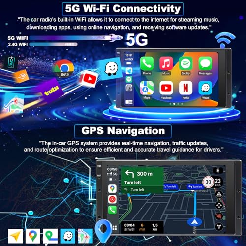 iCarSEPTON 5Gwifi Upgrade Radio for Ford F150 1999-2003 F250/F350 1998-2004, Ranger 1998-2011, Expedition 1999-2002, E150/E250/E350 1999-2008, 6.8in Touchscreen Setero Apply Carplay Android Auto Bluetooth GPS FM - Image 4