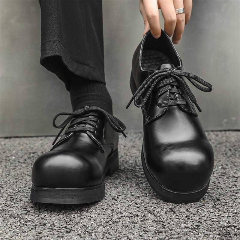 2024 Spring Shiny Face Round Toe Fashion Foreshare Shoes Men'S Height Increased All-Match British Style Low Heel Tooling Shoes 60707-J - Image 3