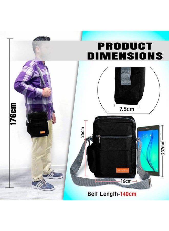 Storite Storite Stylish Padded Small Nylon Sling Cross Body Travel Office Business Messenger Bag for Men Women (25x16x7.5cm, Black) - Image 2
