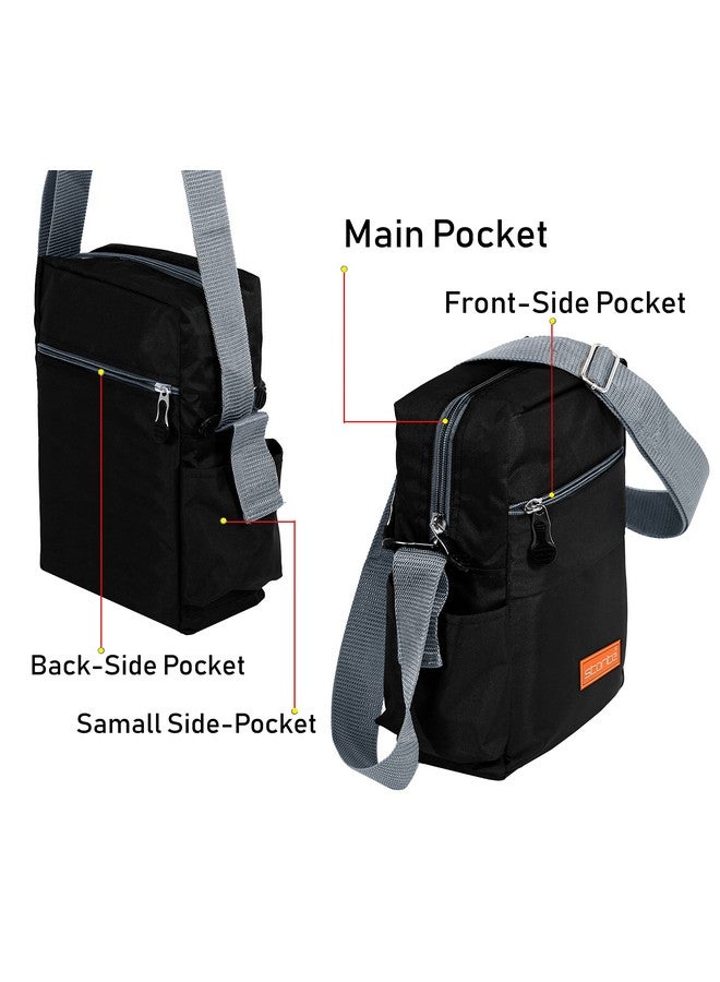 Storite Storite Stylish Padded Small Nylon Sling Cross Body Travel Office Business Messenger Bag for Men Women (25x16x7.5cm, Black) - Image 3