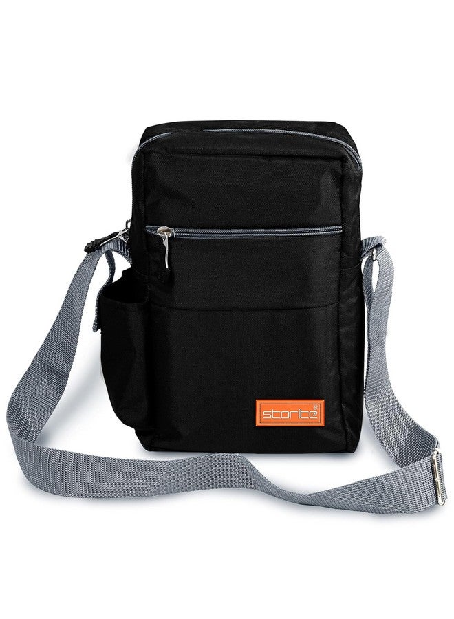 Storite Storite Stylish Padded Small Nylon Sling Cross Body Travel Office Business Messenger Bag for Men Women (25x16x7.5cm, Black) - Image 1