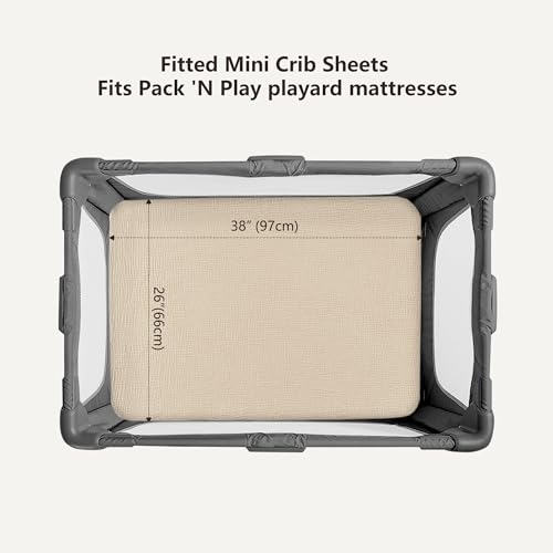Bearmoss Muslin Mini Crib Sheets for Pack N Play Mattress - 100% Cotton - 38"x26" Soft Breathable Playard Baby Crib Sheets Neutral for Boys Girls - 2 Pack (Baby Face) - Image 3