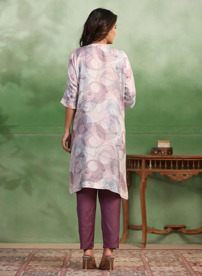 sanskrutihomes Floral Print Longline Top & Pants Co-Ord by Styli