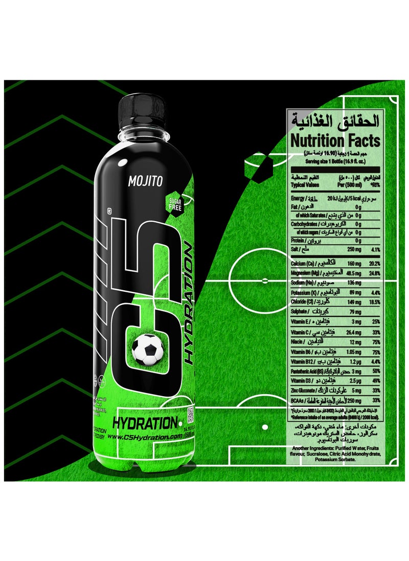 C5 C5 HYDRATION Mojito Electrolytes & Vitamin Water- Zero Sugar, 20 Calorie BCAA for Recovery -VIT B ENERGY, VIT C & E ANTIOXIDANT, VIT D3 for IMMUNITY - Refreshing Ramadan Drink Pack of 12  - Image 4