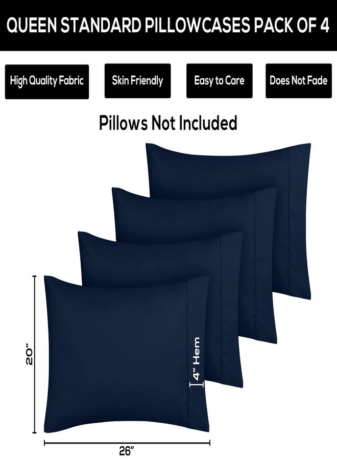 Utopia Bedding Standard Pillow Cases - 4 Pack - Envelope Closure - Soft Brushed Microfiber Fabric - Shrinkage and Fade Resistant Pillow Covers Standard Size 20 X 26 Inches (Standard, Navy) - Image 3