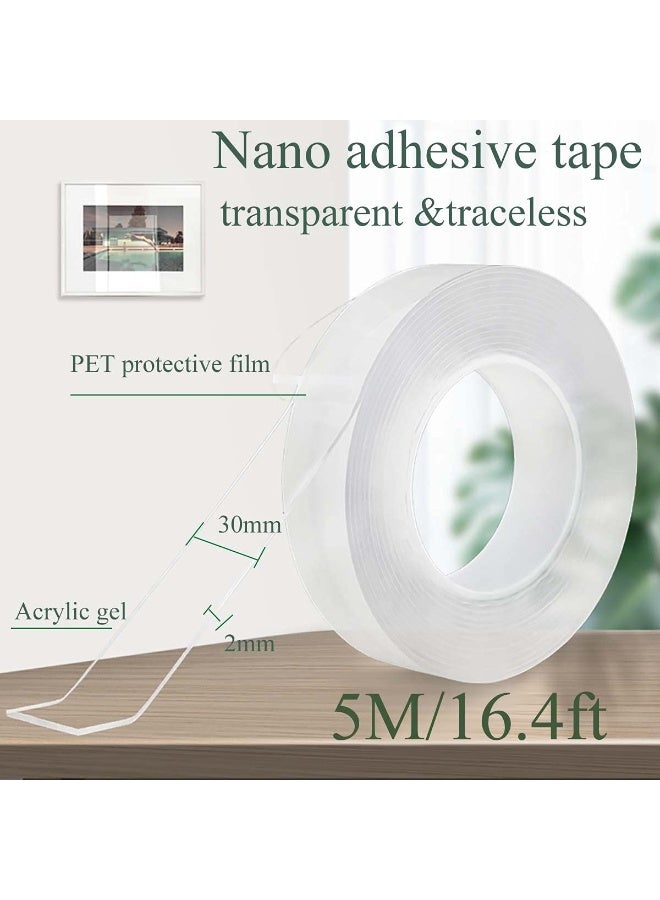 شريط لاصق نانو مزدوج الوجه بطول 5 أمتار قوي للغاية شفاف قابل للغسل بدون أثر قابل للإزالة وقابل لإعادة الاستخدام للاستخدام المنزلي - Image 3