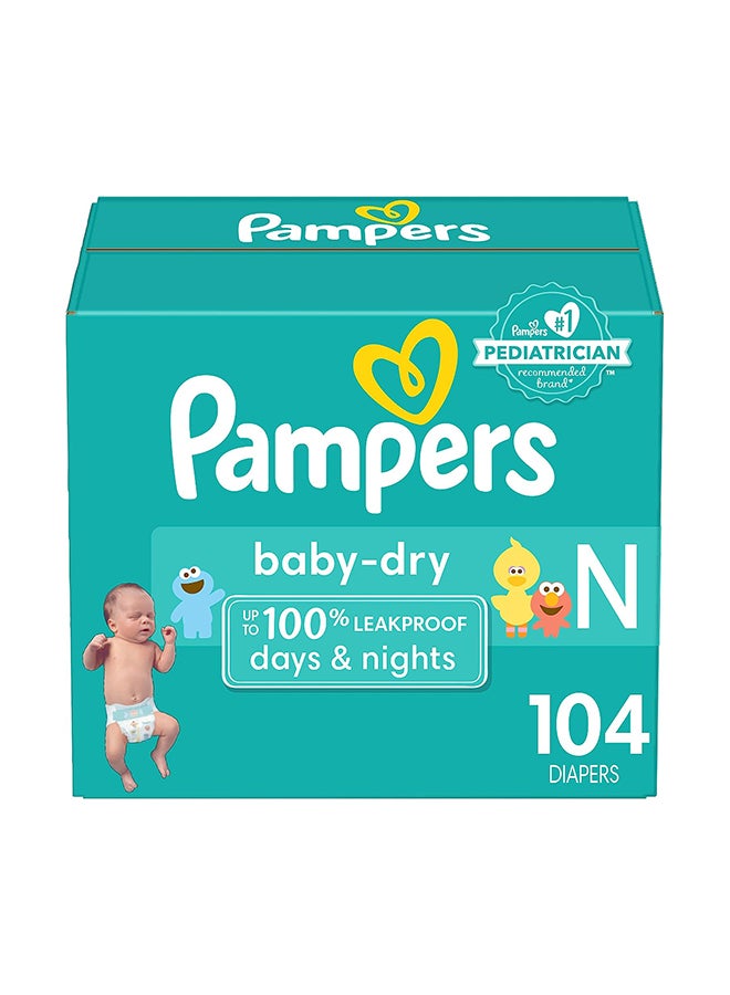 Pampers Baby Dry Diapers Newborn - Size 0, 104 Count, Absorbent Disposable Diapers - Image 1
