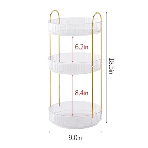 SiiMMM 360 Rotating Makeup Organizer for Vanity 3 Tier Perfume Organizer with Large Capacity Skincare Organizer for Bathroom Counter SpaceSaving Cosmetic Storage for Dresser Countertop Clear - Image 3