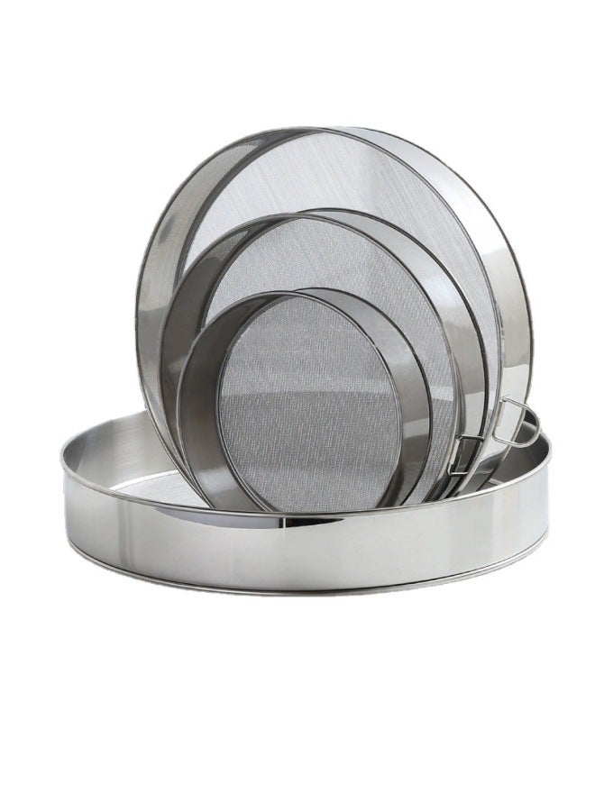304 Stainless Steel 60 Mesh Round Flour Sieve Thickened Fine Mesh Filter Mesh Dense Hole Sugar Powder Screen Baking Tools-Specifications:15cm-Color:304 Circle 304 Mesh Belt Hook  - Image 2