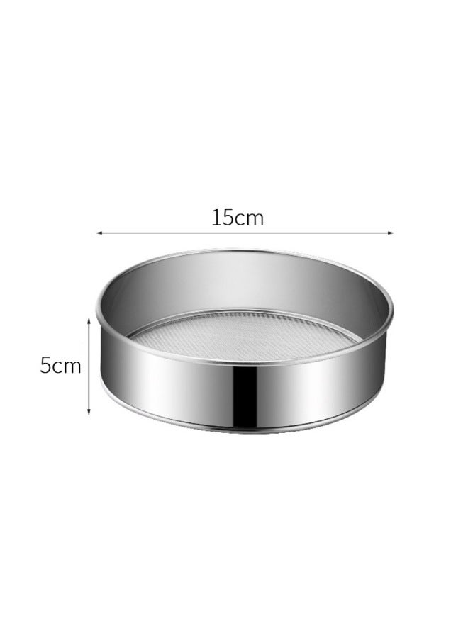 304 Stainless Steel 60 Mesh Round Flour Sieve Thickened Fine Mesh Filter Mesh Dense Hole Sugar Powder Screen Baking Tools-Specifications:15cm-Color:304 Circle 304 Mesh Belt Hook  - Image 1