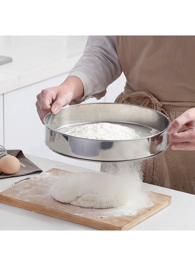 304 Stainless Steel 60 Mesh Round Flour Sieve Thickened Fine Mesh Filter Mesh Dense Hole Sugar Powder Screen Baking Tools-Specifications:15cm-Color:304 Circle 304 Mesh Belt Hook  - Image 3