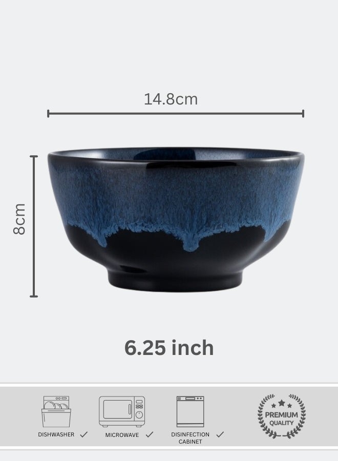 Clink Japanese Style Ceramic Soup Bowl, Premium Porcelain Soup Bowl 6.25 inch, Blue Glaze Ramen Bowl, Handcrafted Ramen Bowl, Perfect for Soup, Rice, Ramen, Cereal, Fruits - Image 1
